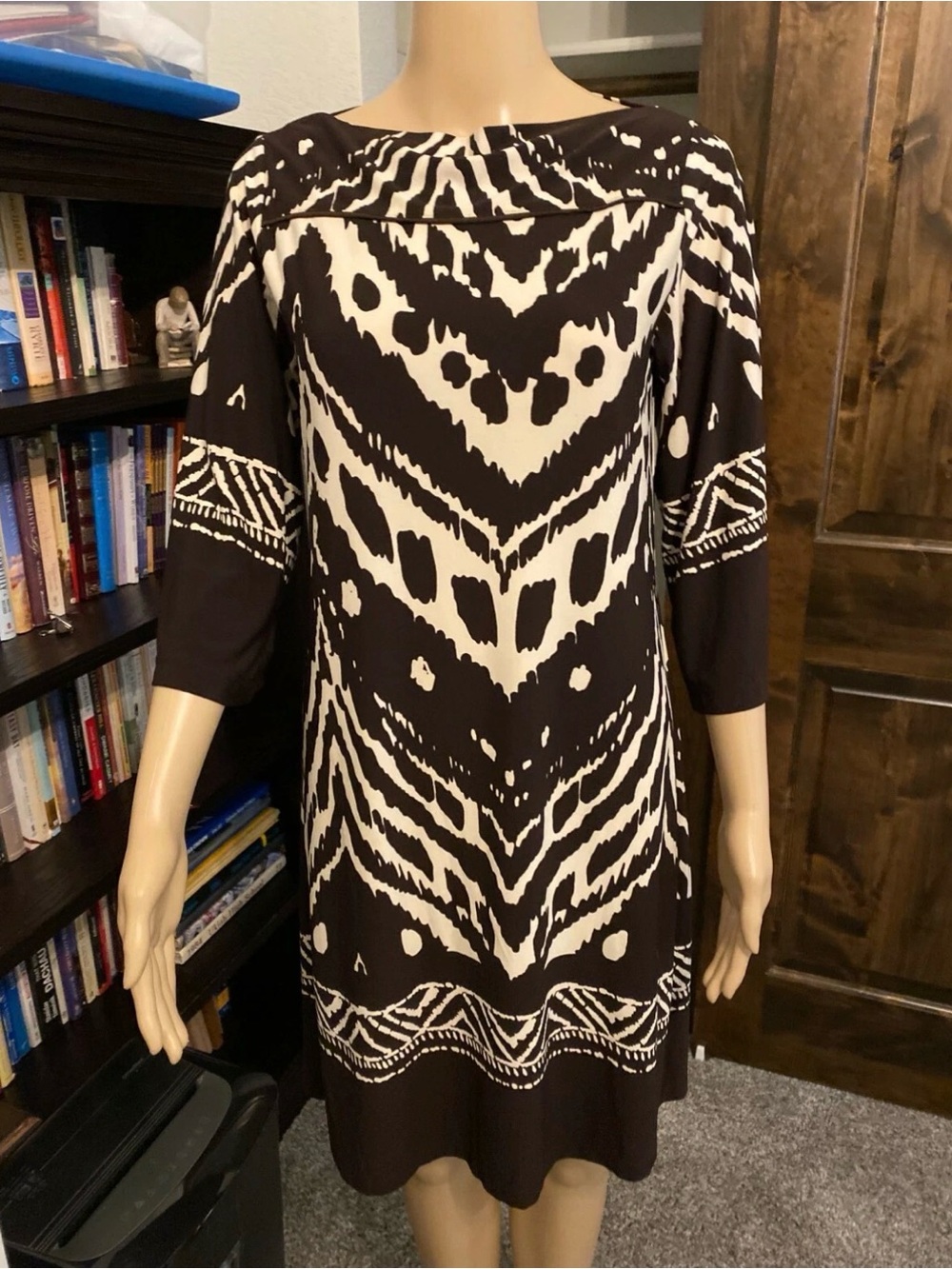 Mercer & Madison Size 12 Black and tan Printed Dress